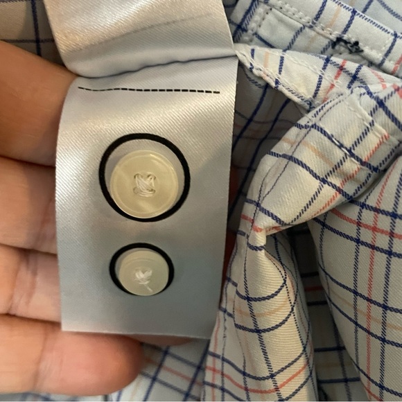 UNTUCKit Shirt Mens 3XL White Blue Plaid Nylon Performance Stretch Long Sleeve - Picture 10 of 11